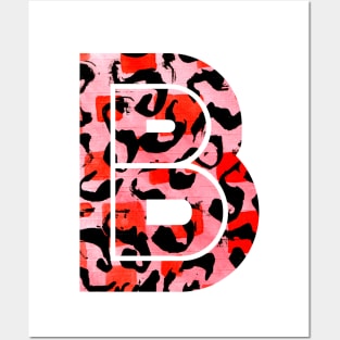 Abstract Letter B Watercolour Leopard Print Alphabet Red Posters and Art